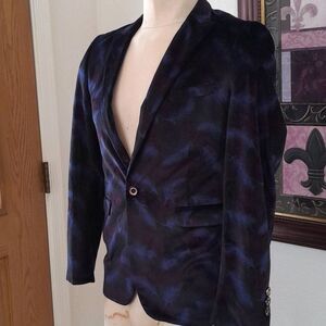 Kowaun keenly, Feather design, Korean Silk, Velvet Blazer
